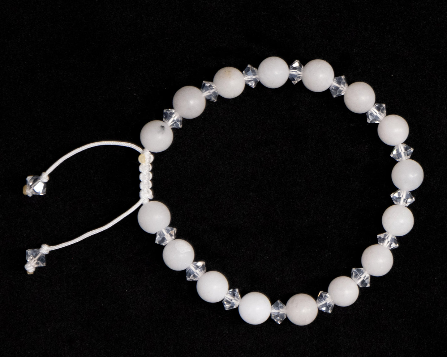 8mm White Quartz Genuine, Crystal Spacers Beaded Bracelet | Adjustable | Unique | Natural | Meditation Crystal | Healing Stone | Bohemian