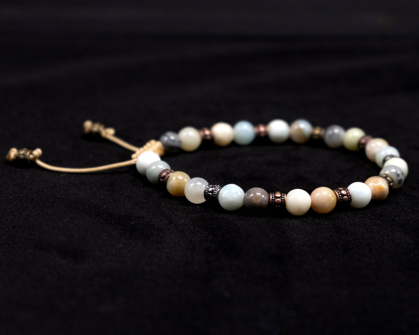 Amazonite Genuine, Multicolor Spacers Beaded Bracelet | Adjustable | Unique | Natural | Meditation Crystal | Healing Stone | Bohemian