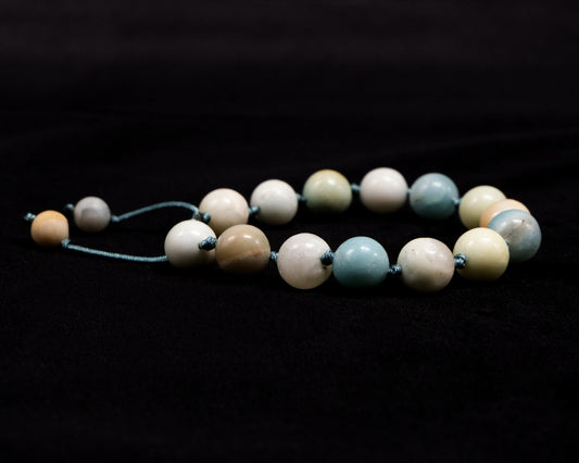 Knotted Amazonite Genuine, Beaded Bracelet | Adjustable | Unique | Natural | Meditation Crystal | Healing Stone | Bohemian