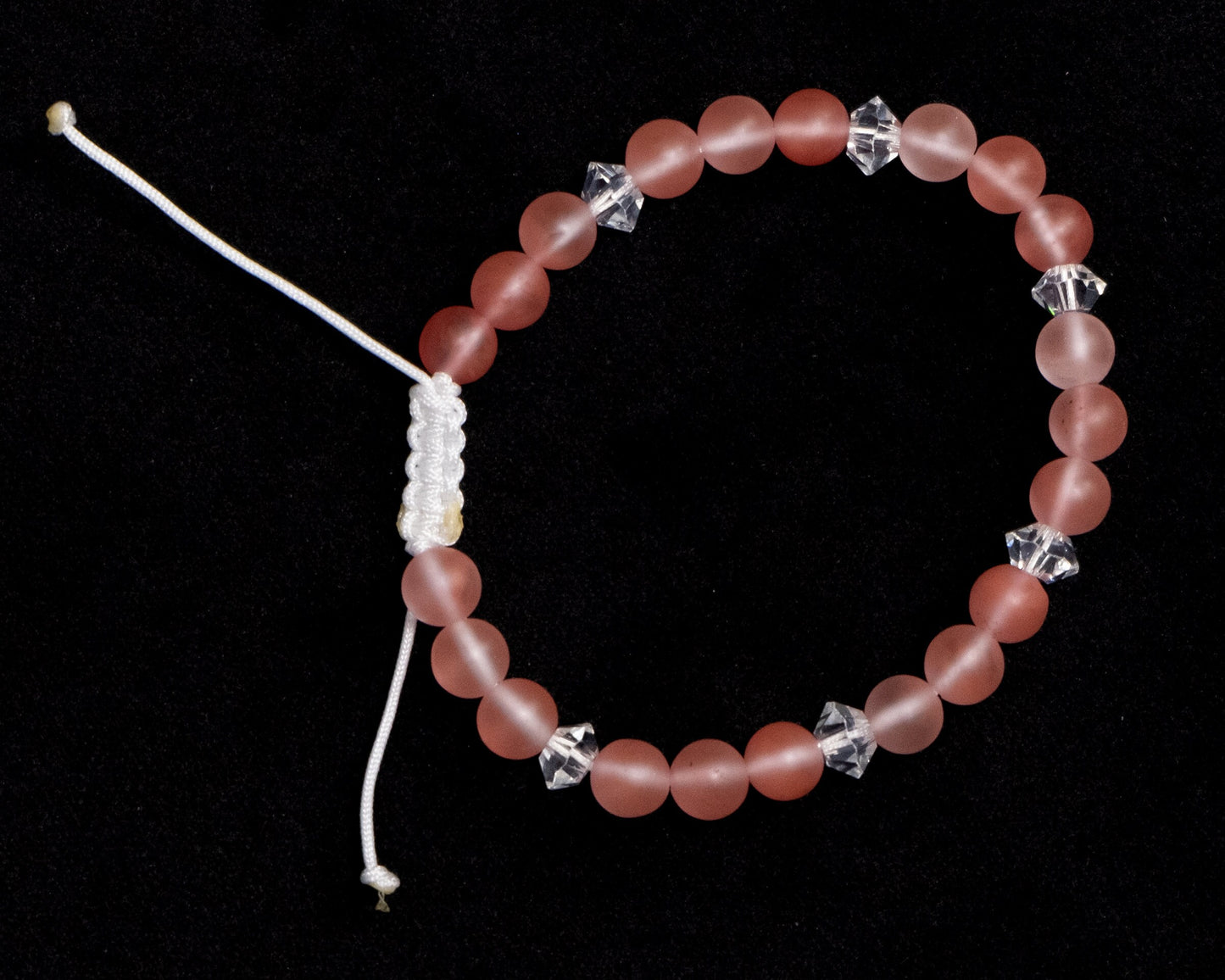 Cherry Quartz Genuine, Clear Crystal Spacer Beaded Bracelet | Adjustable | Unique | Natural | Meditation Crystal | Healing Stone | Bohemian