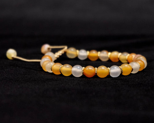 6mm Orange Carnelian Agate Genuine, Beaded Bracelet | Adjustable | Unique | Natural | Meditation Crystal | Healing Stone | Bohemian