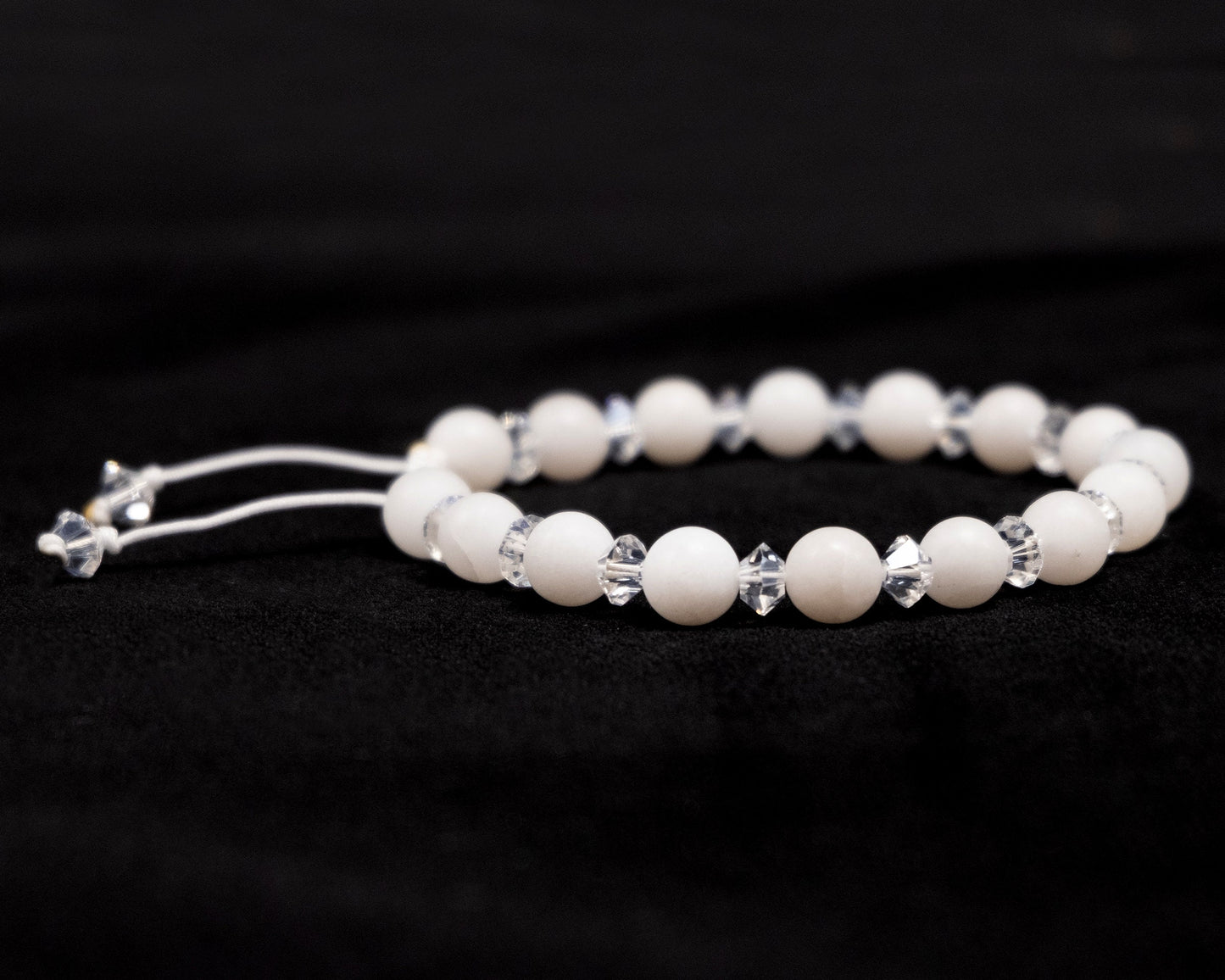 8mm White Quartz Genuine, Crystal Spacers Beaded Bracelet | Adjustable | Unique | Natural | Meditation Crystal | Healing Stone | Bohemian