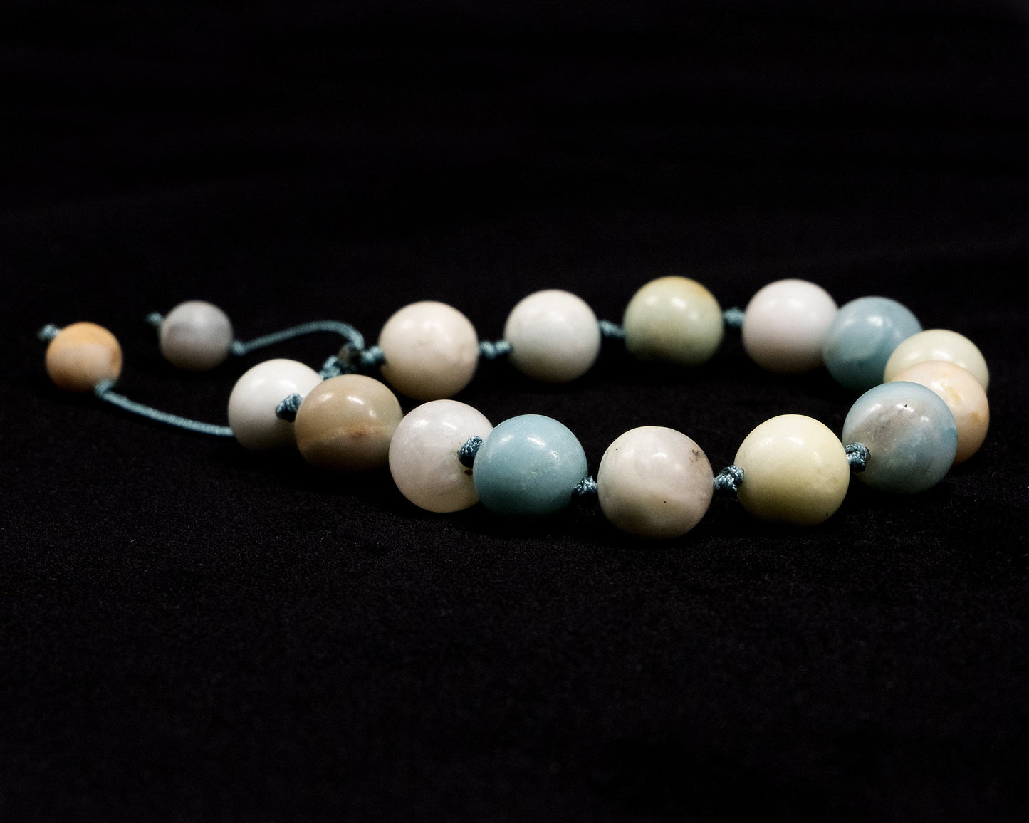 Knotted Amazonite Genuine, Beaded Bracelet | Adjustable | Unique | Natural | Meditation Crystal | Healing Stone | Bohemian